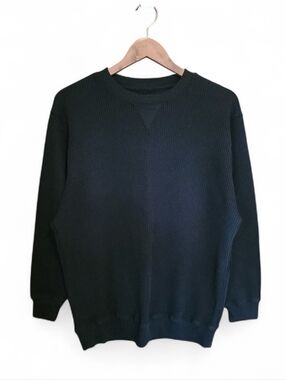 Women's Aerie Black Waffle Knit Thermal Sweater Small